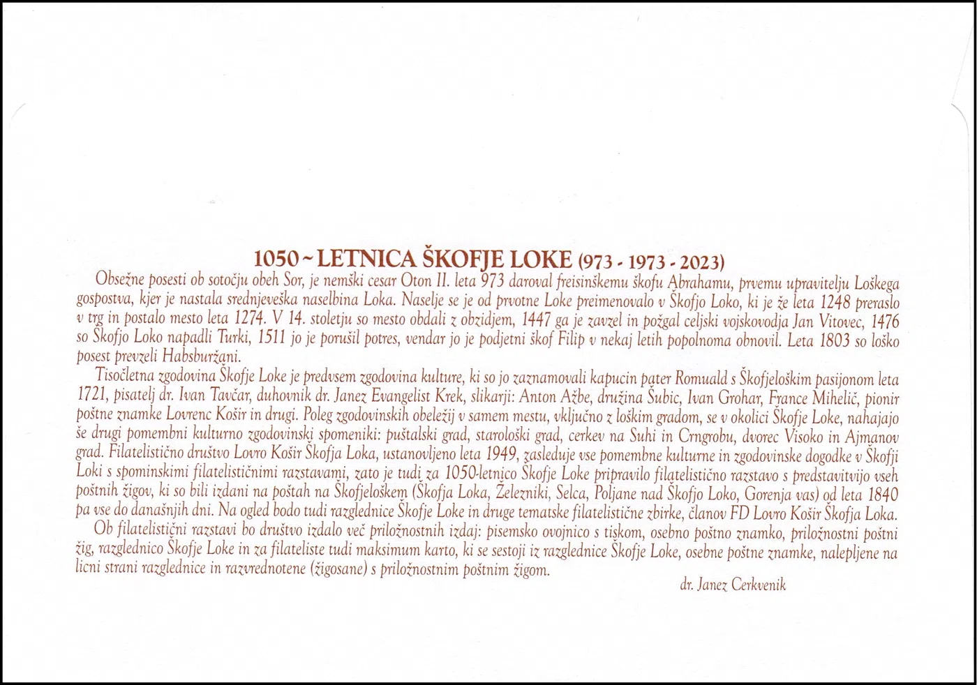 1050 LET ŠKOFJE LOKE ( 973 - 2023 )